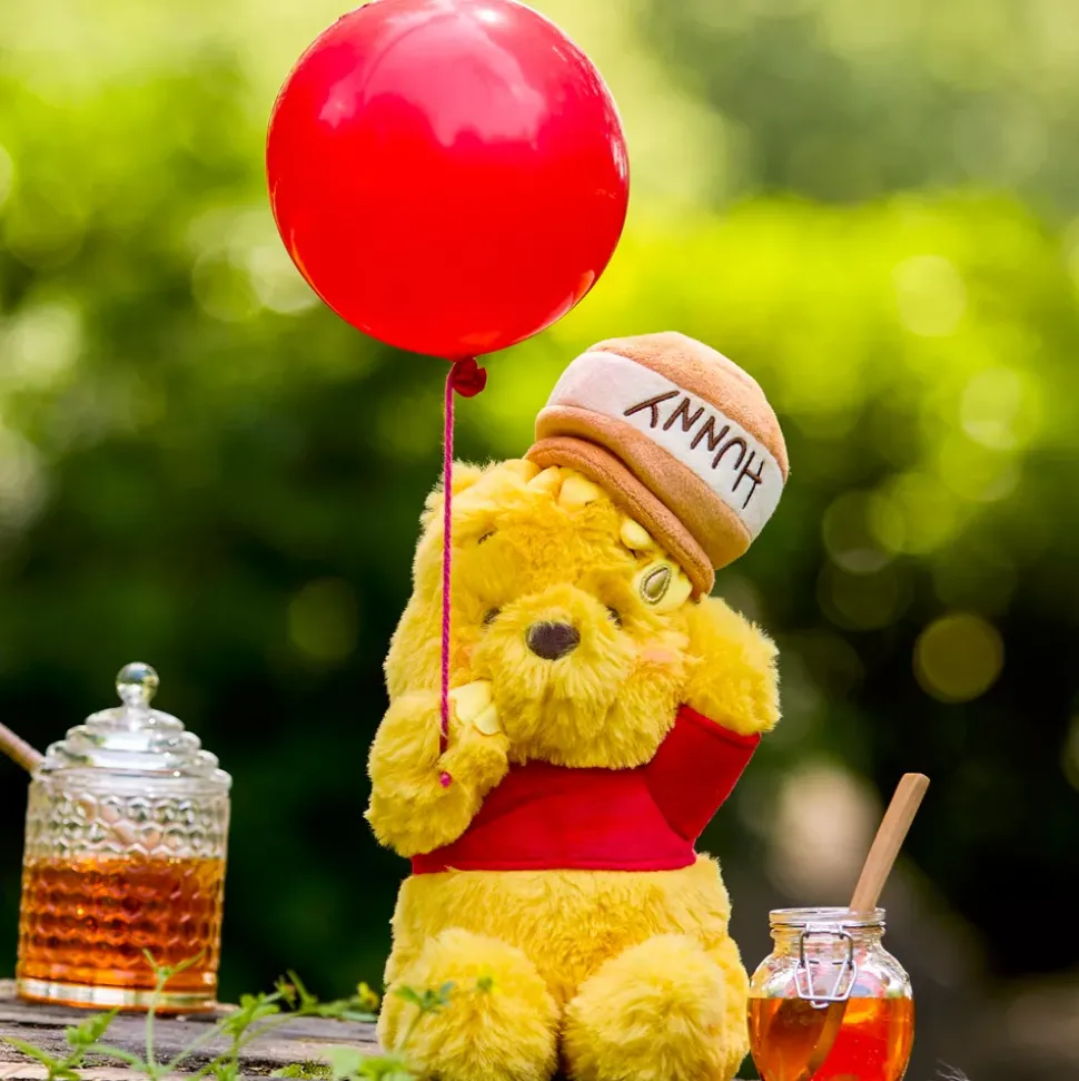 Disney Store Japon Peluche Winnie l'Ourson avec pot de miel sur la tête de taille moyenne, 30 cm