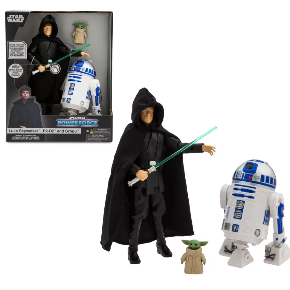 Figurine parlante Luke Skywalker et figurines R2-D2 et Grogu, Star Wars Power Force