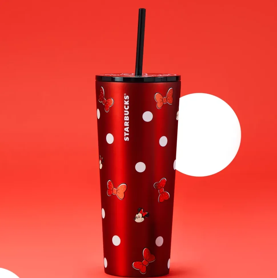 Gobelet Starbucks Minnie en acier inoxydable avec paille, Walt Disney World