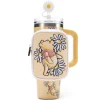 Gobelet Winnie l'Ourson en acier inoxydable avec paille et pochette