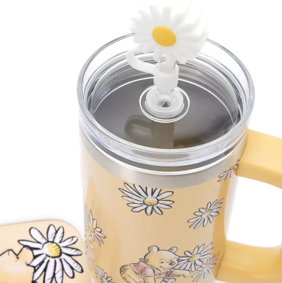 Gobelet Winnie l'Ourson en acier inoxydable avec paille et pochette