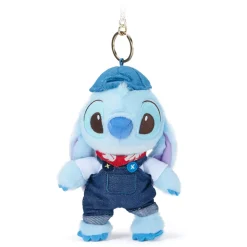 Porte-clés petite peluche Stitch en denim, Lilo & Stitch, 18 cm