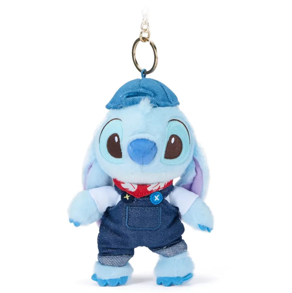 Porte-clés petite peluche Stitch en denim, Lilo & Stitch, 18 cm