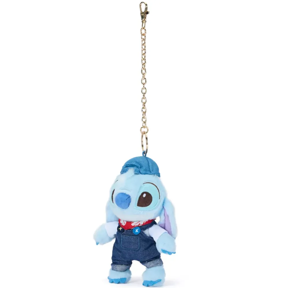 Porte-clés petite peluche Stitch en denim, Lilo & Stitch, 18 cm