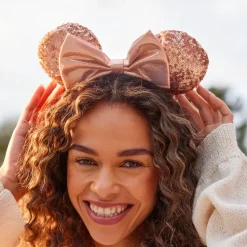 Serre-tête à oreilles à sequins roses et or Minnie pour adultes