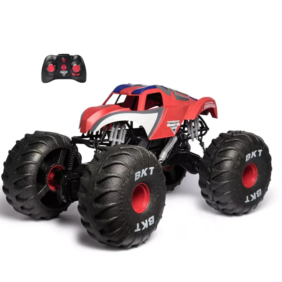 Spinmaster Monster Jam Monster Truck télécommandé Marvel Spider-Man géant, tout-terrain, plus de 60 cm de long, échelle 1:6