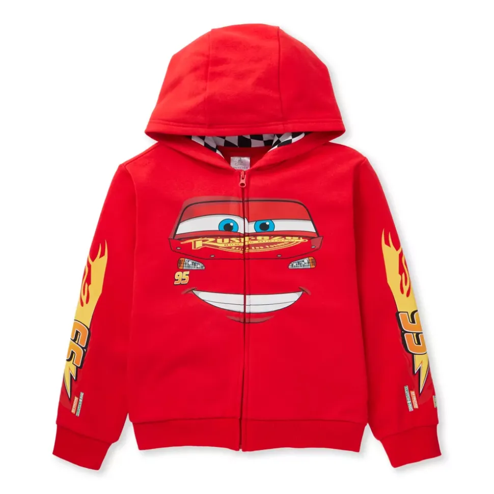 Sweat Flash McQueen à capuche avec fermeture zippée pour enfants, Disney Pixar Cars