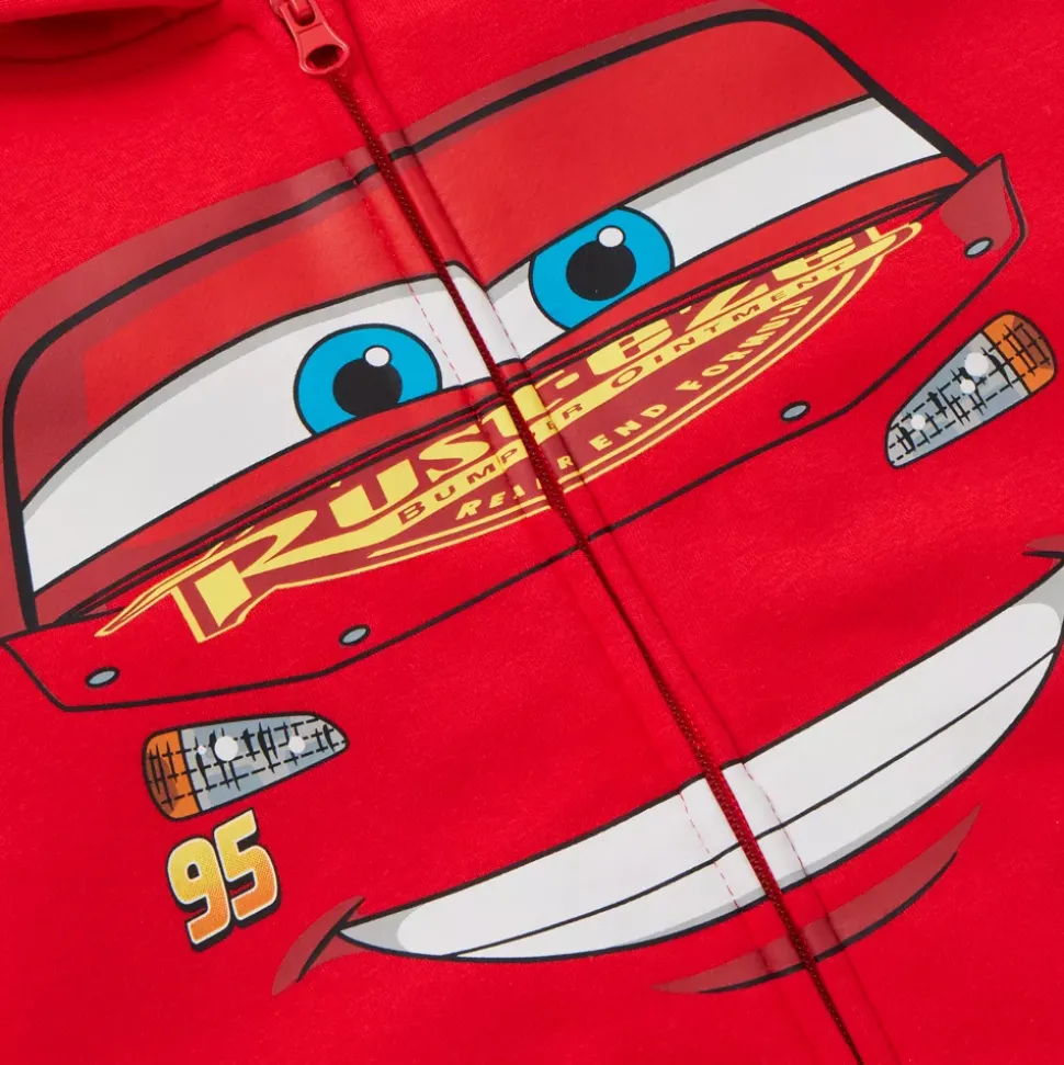 Sweat Flash McQueen à capuche avec fermeture zippée pour enfants, Disney Pixar Cars