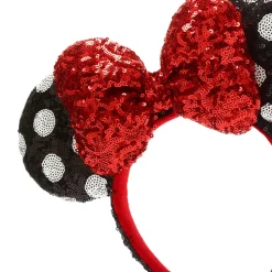 Walt Disney World Serre-tête à oreilles de Minnie avec sequins rouges, noirs et blancs pour adultes